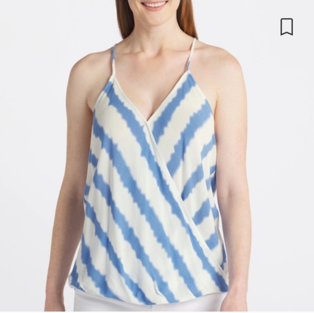 Market & Spruce stitch fix Blue White Mac Surplice Top Women's XXL Nautical
